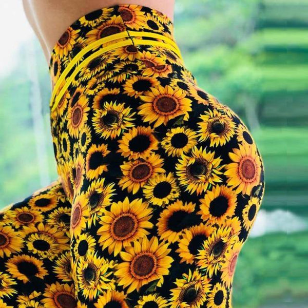colourful print sunflowers tiktok leggings